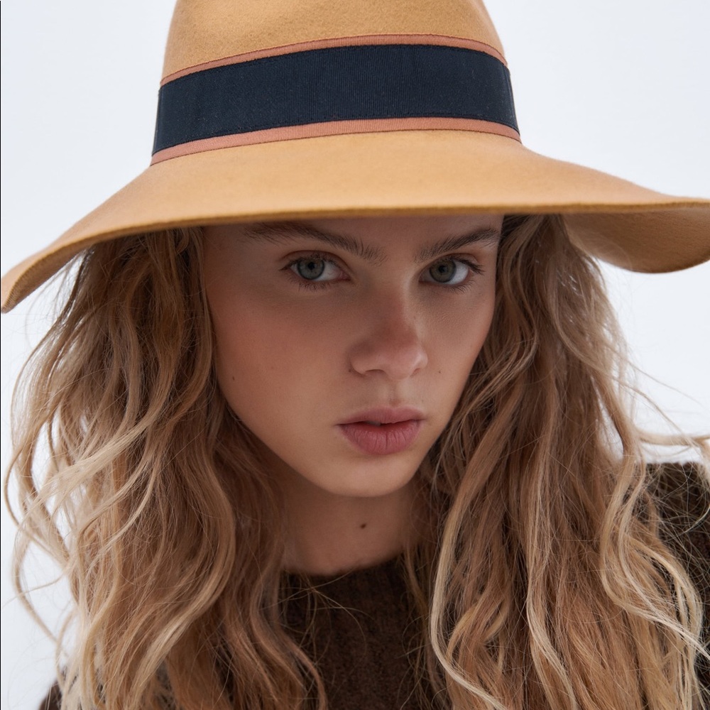NWOT Zara Felt Hat with contrast band
